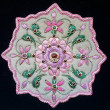 Load image into Gallery viewer, Gray Velvet Keepsake Box with Ruby