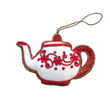 Load image into Gallery viewer, White Velvet Tea Pot with Color