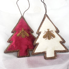 Load image into Gallery viewer, Embroidered Christmas Tree Ornament with Bee