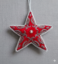 Load image into Gallery viewer, Burgundy Velvet Star Christmas Ornament