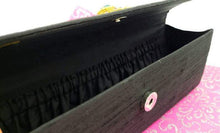 Load image into Gallery viewer, Dupioni Silk Slim Clutch with Flower Medallion