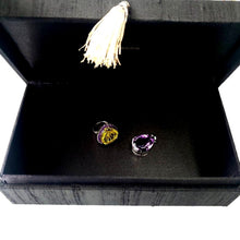 Load image into Gallery viewer, Black silk keepsake box, interior view.