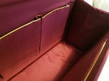 Load image into Gallery viewer, Burgundy red velvet evening bag, interior view, BoutiqueByMariam.
