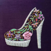 Load image into Gallery viewer, Embroidered Purple Keepsake Box with Shoe