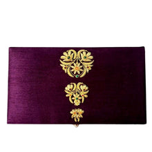 Load image into Gallery viewer, Embroidered purple and gold keepsake box, memory box.