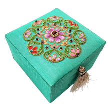 Load image into Gallery viewer, Teal Silk Keepsake Box