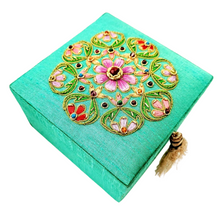 Load image into Gallery viewer, Teal Silk Keepsake Box