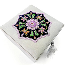Load image into Gallery viewer, Luxury embroidered gray velvet jewelry storage box .