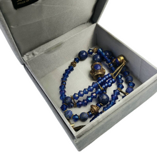 Load image into Gallery viewer, Gray velvet jewelry storage box, inside view.