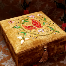 Load image into Gallery viewer, Yellow Gold Velvet Butterfly Keepsake Box
