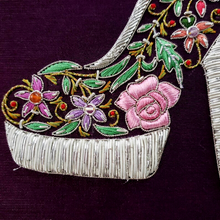 Load image into Gallery viewer, Embroidered Purple Keepsake Box with Shoe