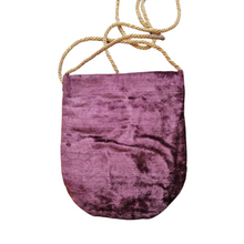 Load image into Gallery viewer, Mauve crushed velvet crossbody bag, back view.