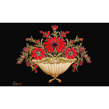 Load image into Gallery viewer, Red Flowers in Gold Vase