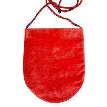Load image into Gallery viewer, Luxury orange velvet crossbody phone pouch, back view.