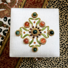 Load image into Gallery viewer, Hand embroidered small square white silk keepsake box.