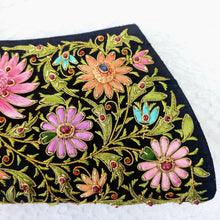 Load image into Gallery viewer, Colorful floral clutch bag for weddings or garden party, zardozi embroidery.