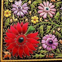 Load image into Gallery viewer, Luxury embroidered floral bridal memory box, close up view.