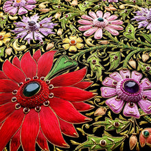 Load image into Gallery viewer, Hand embroidered luxury jewelry box inlaid with gemstones., close up view.