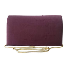 Load image into Gallery viewer, Royal purple silk handbag, rear view. 
