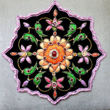 Load image into Gallery viewer, Luxury gray velvet embroidered keepsake box with orange flowers.