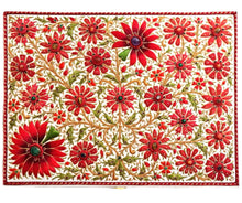 Load image into Gallery viewer, White Silk Bridal Keepsake Box with Red Floral Embroidery