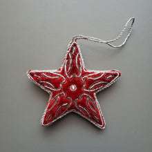 Load image into Gallery viewer, Burgundy Velvet Star Christmas Ornament