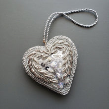 Load image into Gallery viewer, Silver Heart Ornament Set of 3
