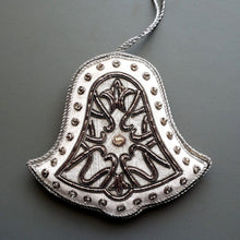 Load image into Gallery viewer, Embroidered Velvet Silver Bell Christmas Ornament