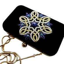 Load image into Gallery viewer, Clutch Bag with Gold and Silver Medallion and Lapis Lazuli