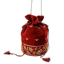 Load image into Gallery viewer, Embroidered Velvet Bucket Bag Potli Bag