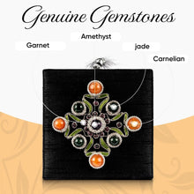 Load image into Gallery viewer, Diagram showing different gemstones used in small square jewelry storage box.