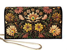 Load image into Gallery viewer, Embroidered brown velvet silk handbag with rubies.