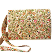 Load image into Gallery viewer, Embroidered floral orange and gold iPad case briefcase with shoulder strap BoutiqueByMariam.