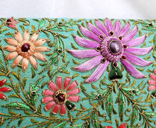 Load image into Gallery viewer, Embroidered purple lotus flower with star ruby, close up view, BoutiqueByMariam.