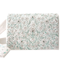 Load image into Gallery viewer, Embroidered white floral iPad case briefcase with strap BoutiqueByMariam.