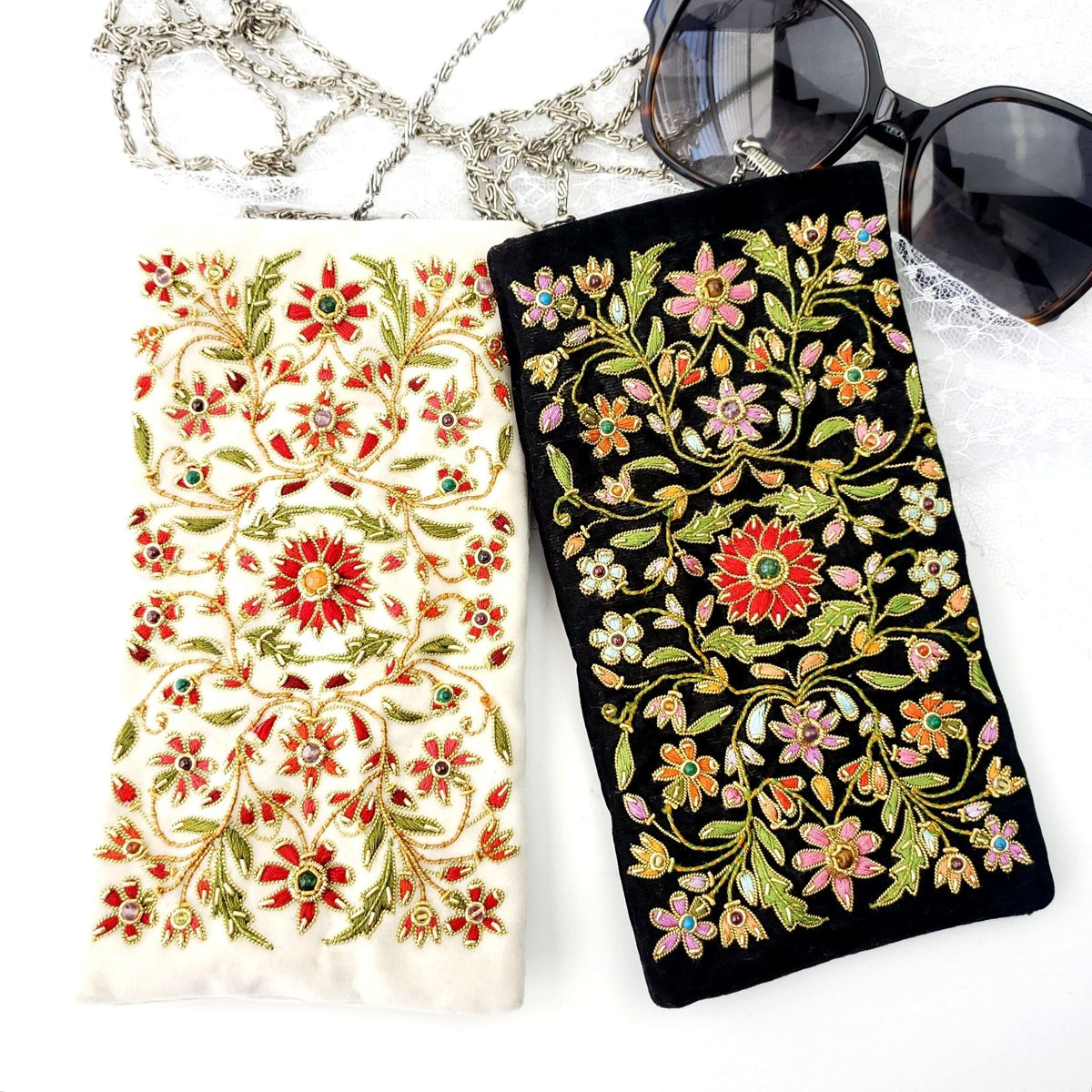 Embroidered Velvet Soft Glasses Case with Chain – BoutiqueByMariam