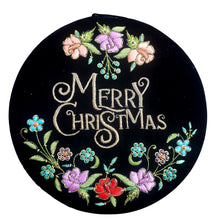Load image into Gallery viewer, Merry Christmas black velvet round keepsake box BoutiquebyMariam.
