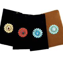 Load image into Gallery viewer, Set of four velvet soft case eyeglasses case sunglasses case mobile phone pouch embroidered with central flower BoutiqueByMariam.