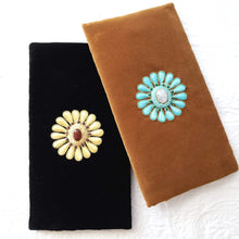 Load image into Gallery viewer, Set of two velvet soft eyeglasses sunglasses cases embroidered with squash blossom flowers BoutiqueByMariam.