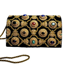 Load image into Gallery viewer, Heavy Gold Embroidered Gemstone Purse