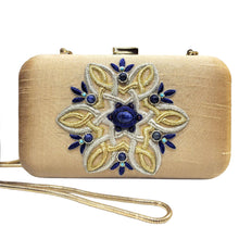 Load image into Gallery viewer, Clutch Bag with Gold and Silver Medallion and Lapis Lazuli
