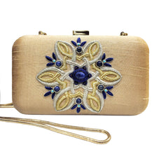 Load image into Gallery viewer, Clutch Bag with Gold and Silver Medallion and Lapis Lazuli