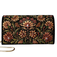 Load image into Gallery viewer, Warm brown embroidered floral handbag with rubies BoutiqueByMariam.