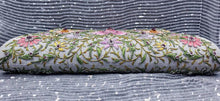 Load image into Gallery viewer, Embroidered Gray Floral Silk Clutch Bag with Star Ruby
