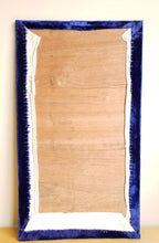 Load image into Gallery viewer, Embroidered silk peacock wall art, embroidered peacock tapestry, zardozi peacock tapestry, back view.