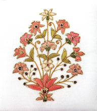 Load image into Gallery viewer, White silk jewelry box gift box embroidered with orange flowers, zardozi box.