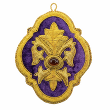 Load image into Gallery viewer, Embroidered Fleur de Lys Mardi Gras ornament
