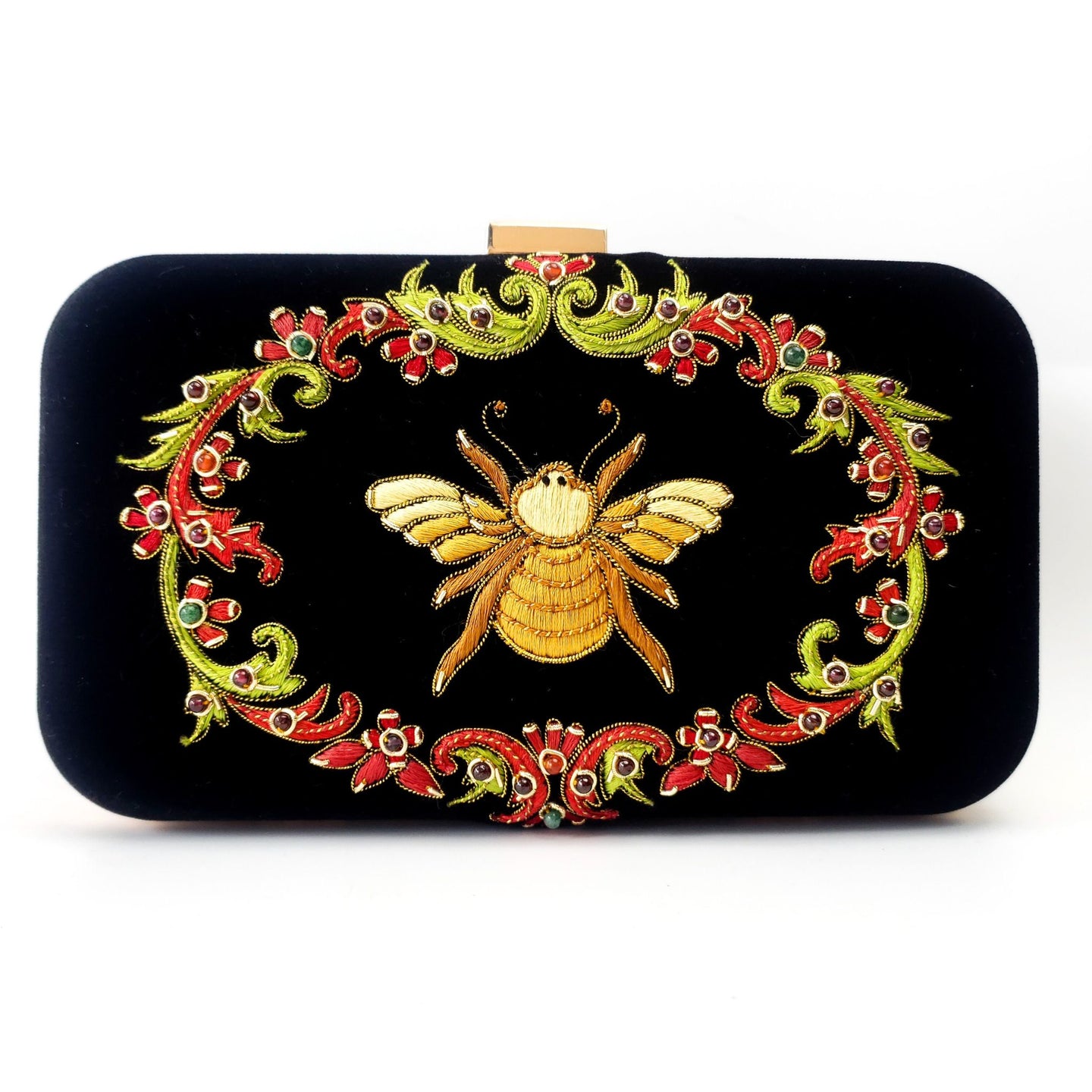 Bee and Flower Hard Case Clutch