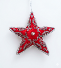 Load image into Gallery viewer, Burgundy Velvet Star Christmas Ornament
