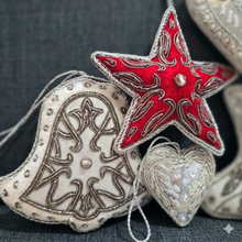 Load image into Gallery viewer, Burgundy Velvet Star Christmas Ornament
